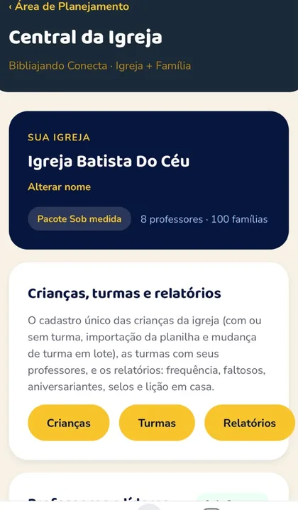 Tela Central da Igreja