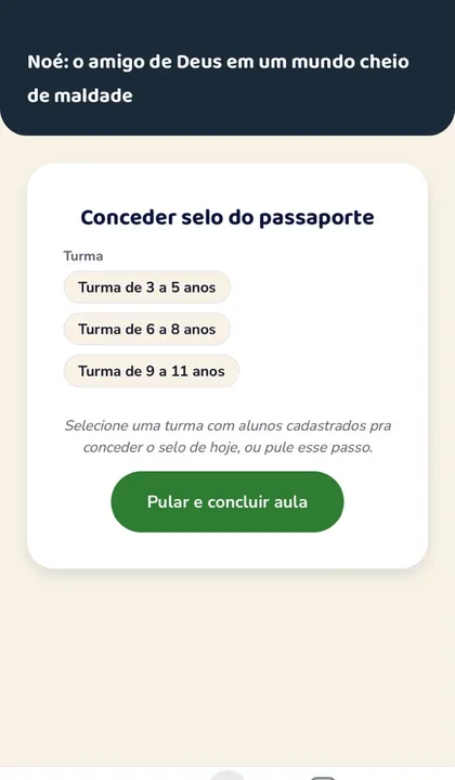 Tela selo do passaporte