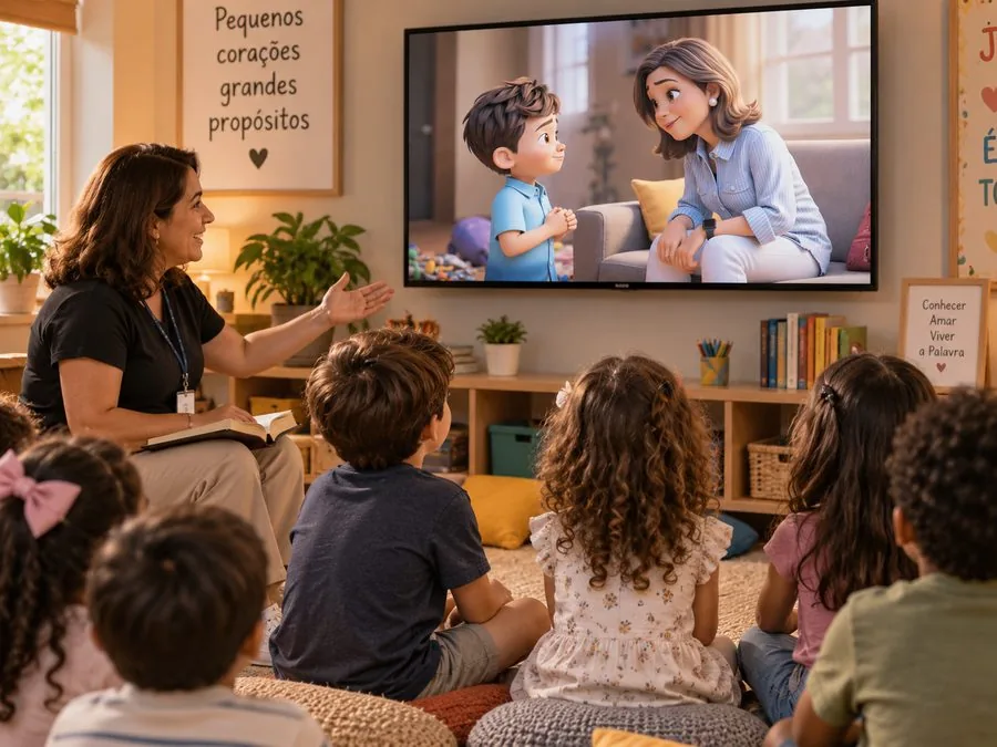 Turma de EBD assistindo à aula